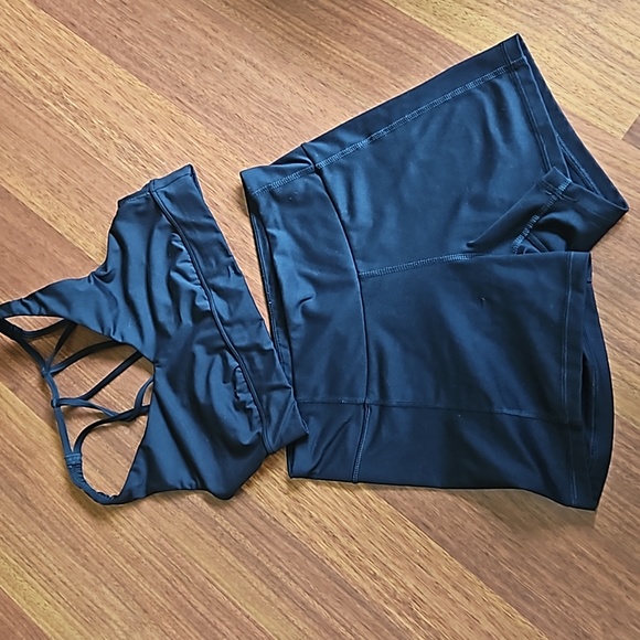 all in motion Other - All In Motion Sports Bra & Shorts Set Black Size Small Strappy Back Small